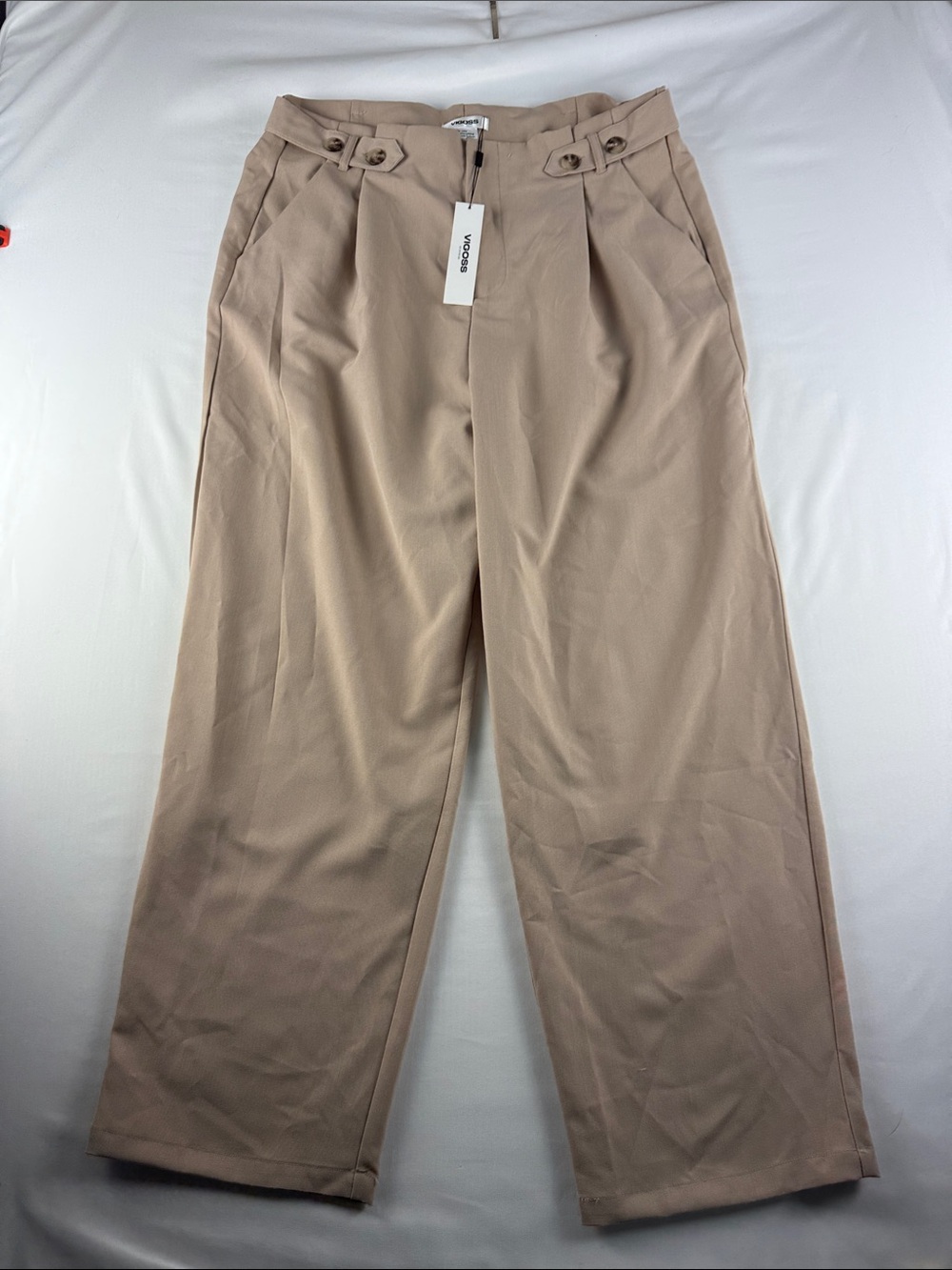 Vigoss Tan Balloon Pants Women's Size 32 High Rise Button Waist NWT